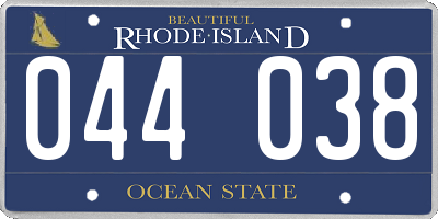 RI license plate 044038