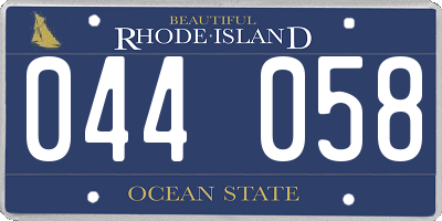 RI license plate 044058