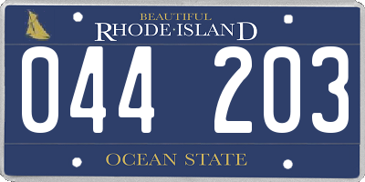 RI license plate 044203