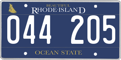 RI license plate 044205