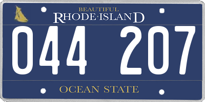 RI license plate 044207