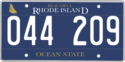 RI license plate 044209