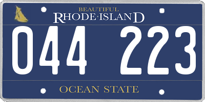 RI license plate 044223