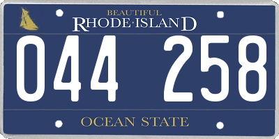 RI license plate 044258