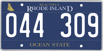 RI license plate 044309