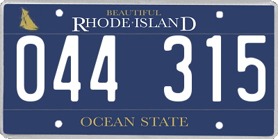 RI license plate 044315