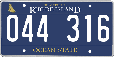 RI license plate 044316