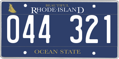 RI license plate 044321