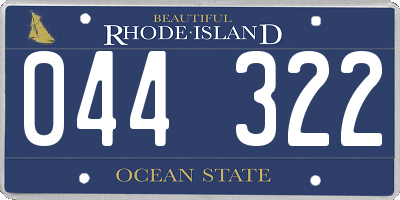 RI license plate 044322