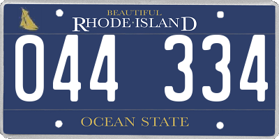 RI license plate 044334