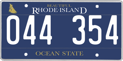 RI license plate 044354
