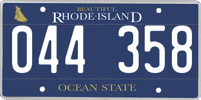 RI license plate 044358