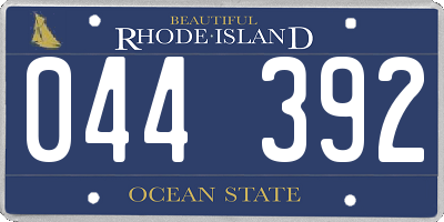 RI license plate 044392