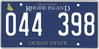 RI license plate 044398