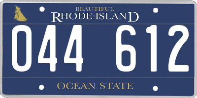 RI license plate 044612