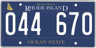 RI license plate 044670