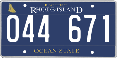 RI license plate 044671