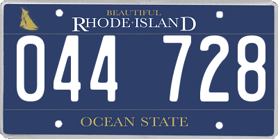 RI license plate 044728