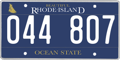 RI license plate 044807