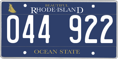 RI license plate 044922