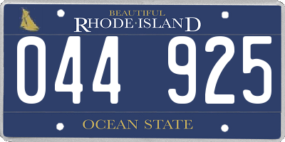 RI license plate 044925