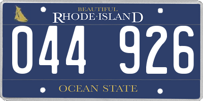 RI license plate 044926