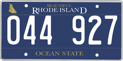 RI license plate 044927