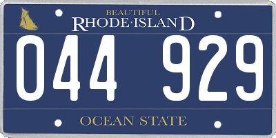 RI license plate 044929
