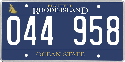 RI license plate 044958