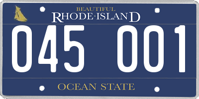 RI license plate 045001