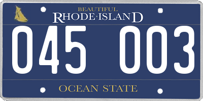RI license plate 045003