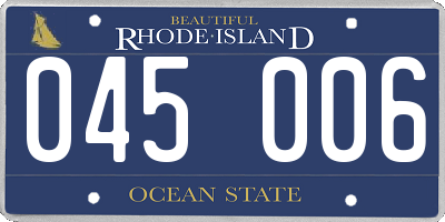 RI license plate 045006