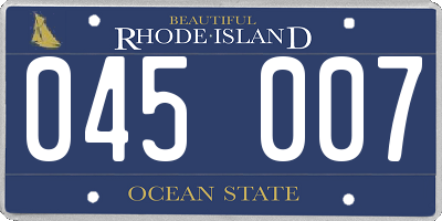 RI license plate 045007