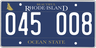 RI license plate 045008