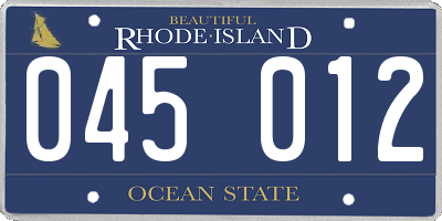 RI license plate 045012