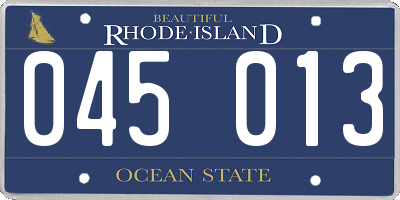 RI license plate 045013