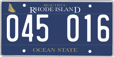 RI license plate 045016