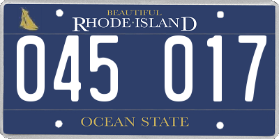 RI license plate 045017