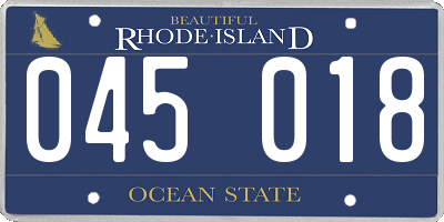 RI license plate 045018