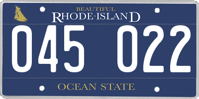 RI license plate 045022
