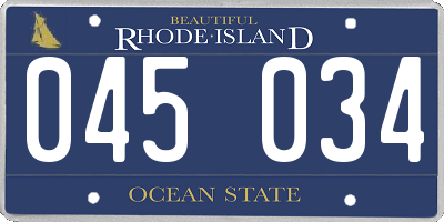 RI license plate 045034