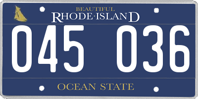RI license plate 045036