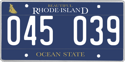 RI license plate 045039