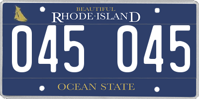 RI license plate 045045