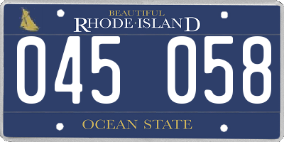 RI license plate 045058