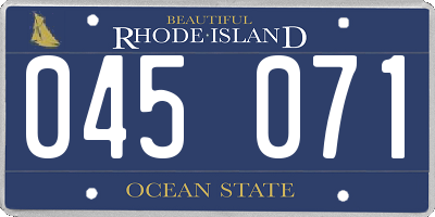 RI license plate 045071