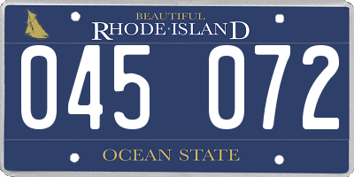 RI license plate 045072