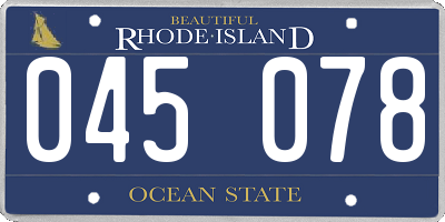 RI license plate 045078