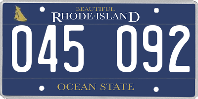 RI license plate 045092