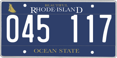 RI license plate 045117